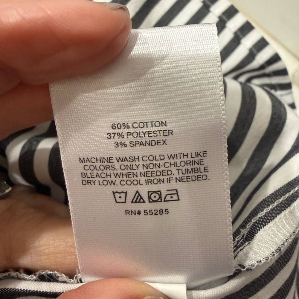 Express Black and White Vertical-Striped Mini Shirt Dress - Picture 12 of 12